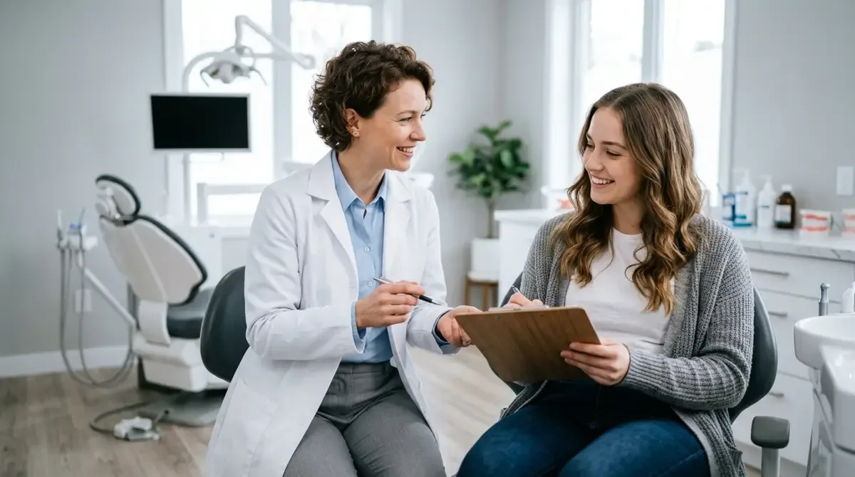Dental researcher talking with a patient