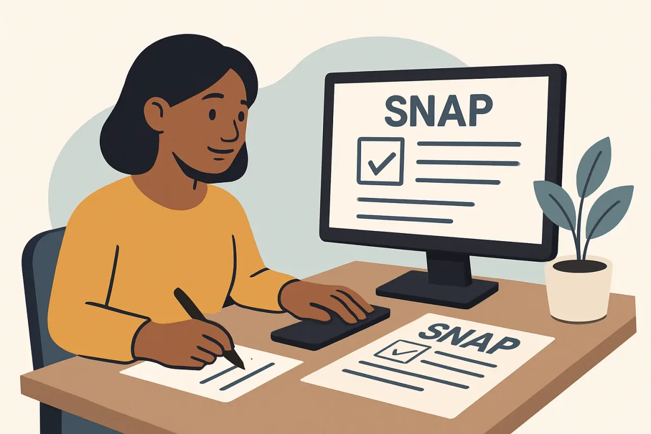 Improved SNAP application form being filled out by a household.