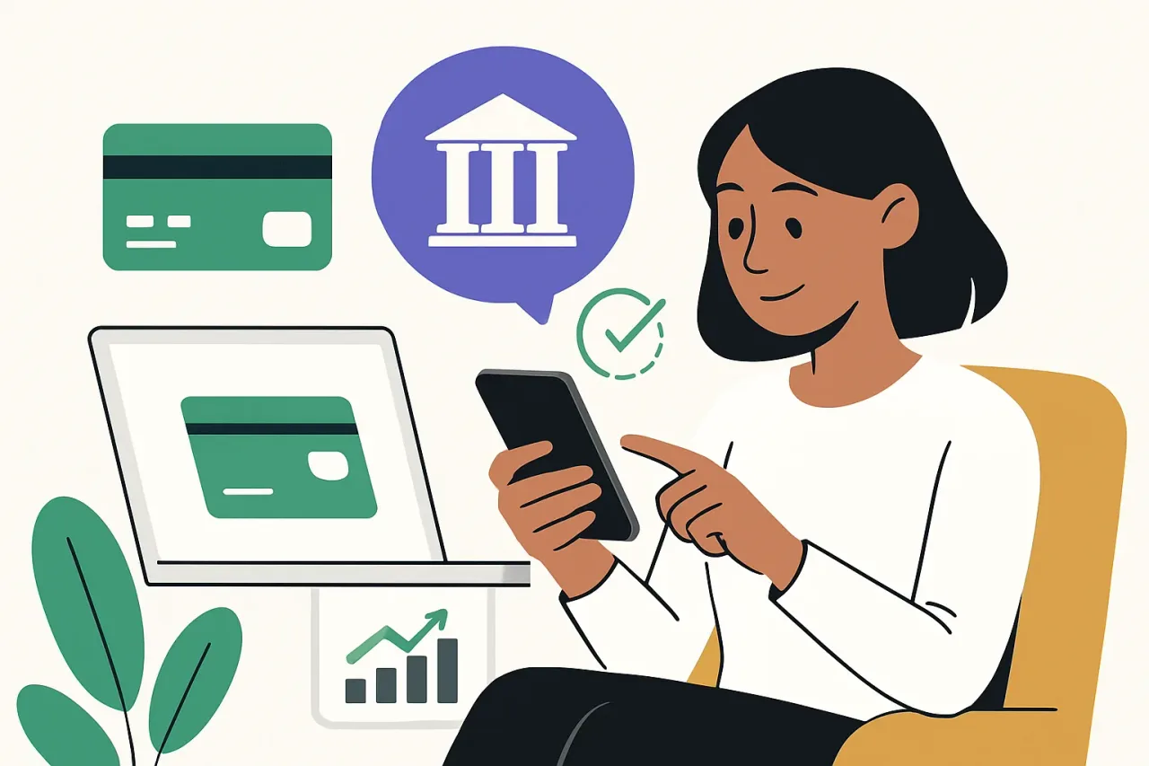 A person using an online banking app on a smartphone