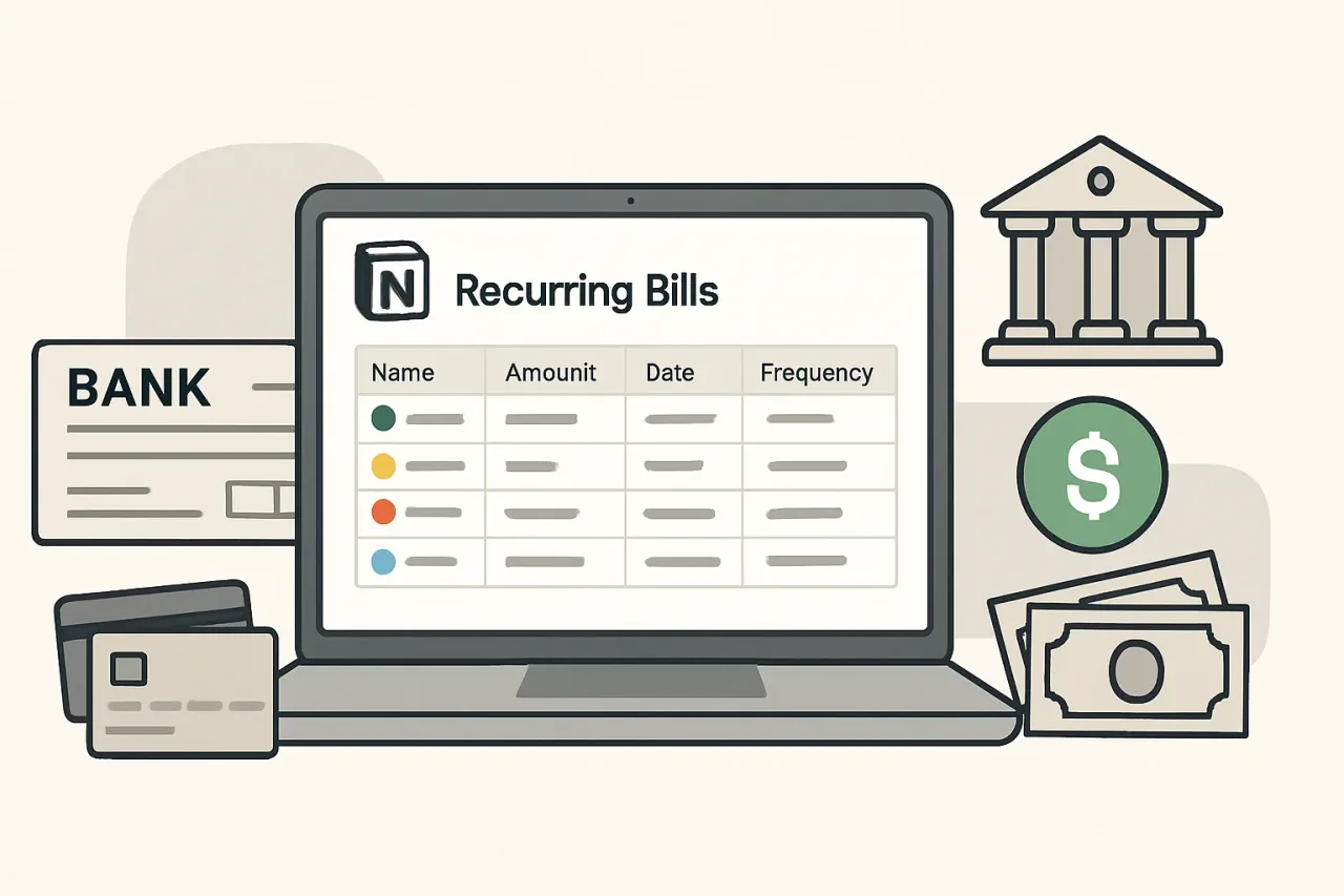 Featured image for: How to Organize Recurring Bills with Notion for Improved Banking