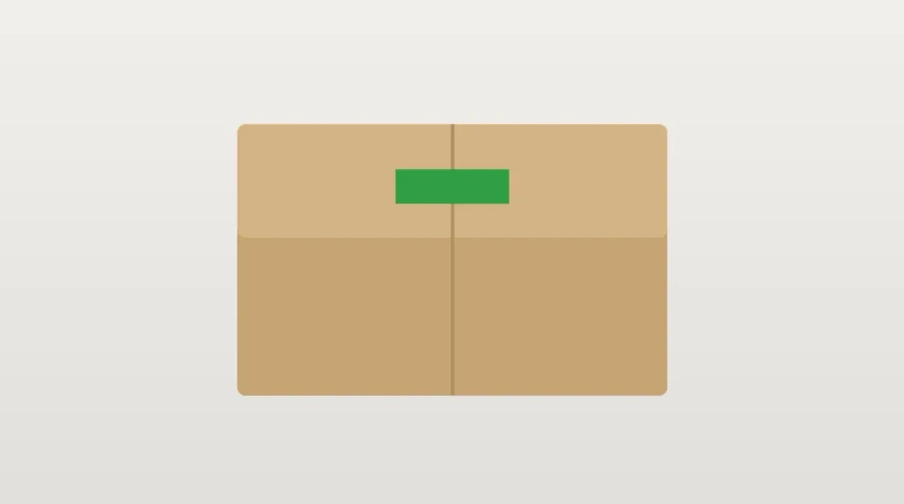 A plain cardboard delivery box on a light background