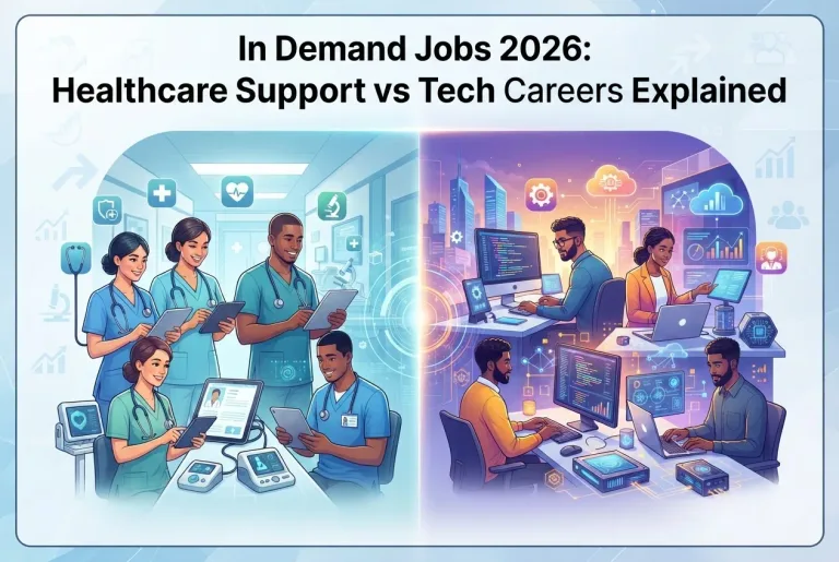 Featured image for: In Demand Jobs 2026: Healthcare Support vs Tech Careers Explained