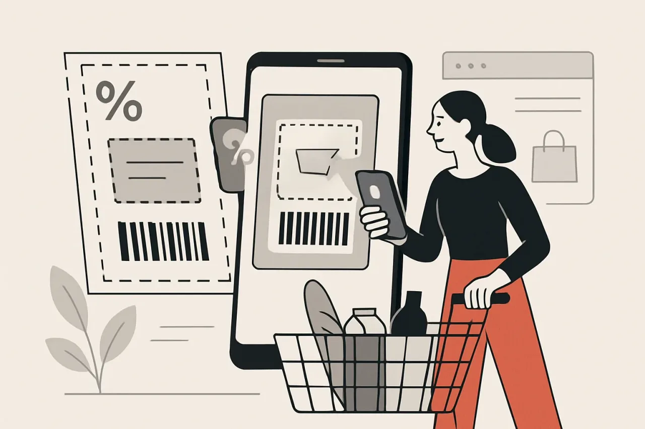 Smartphone displaying digital coupon app