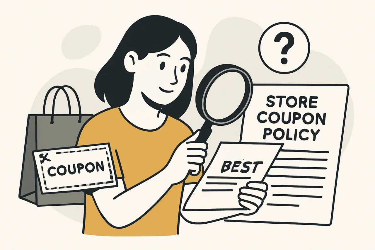 Person checking coupons while shopping