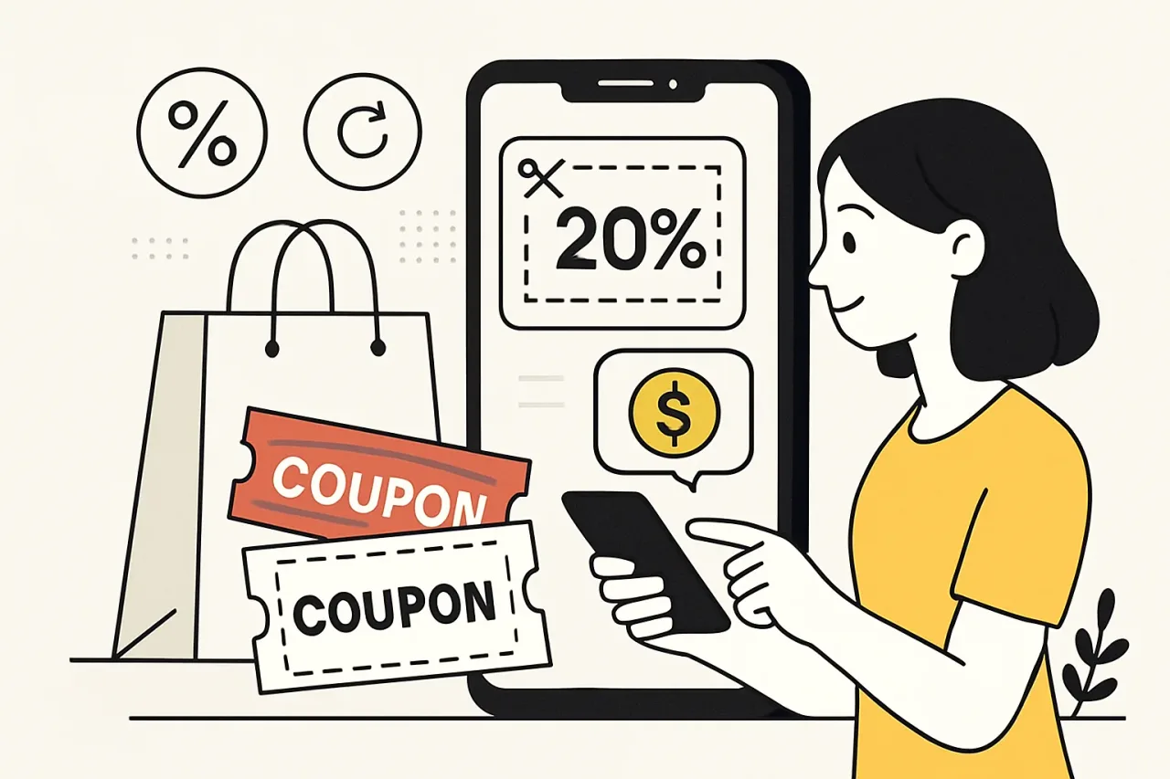 Smartphone displaying coupon and cashback app icons