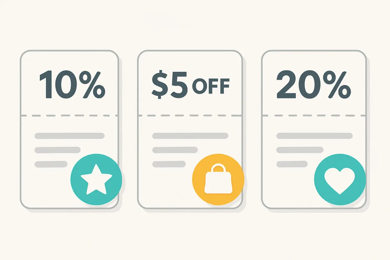 Loyalty badges on coupons displayed on a shopping app