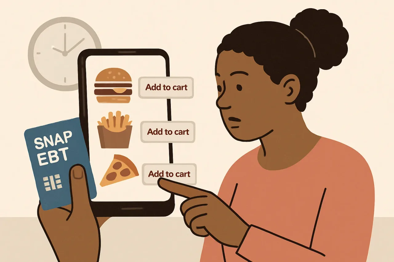 Ordering restaurant food with SNAP benefits via mobile app