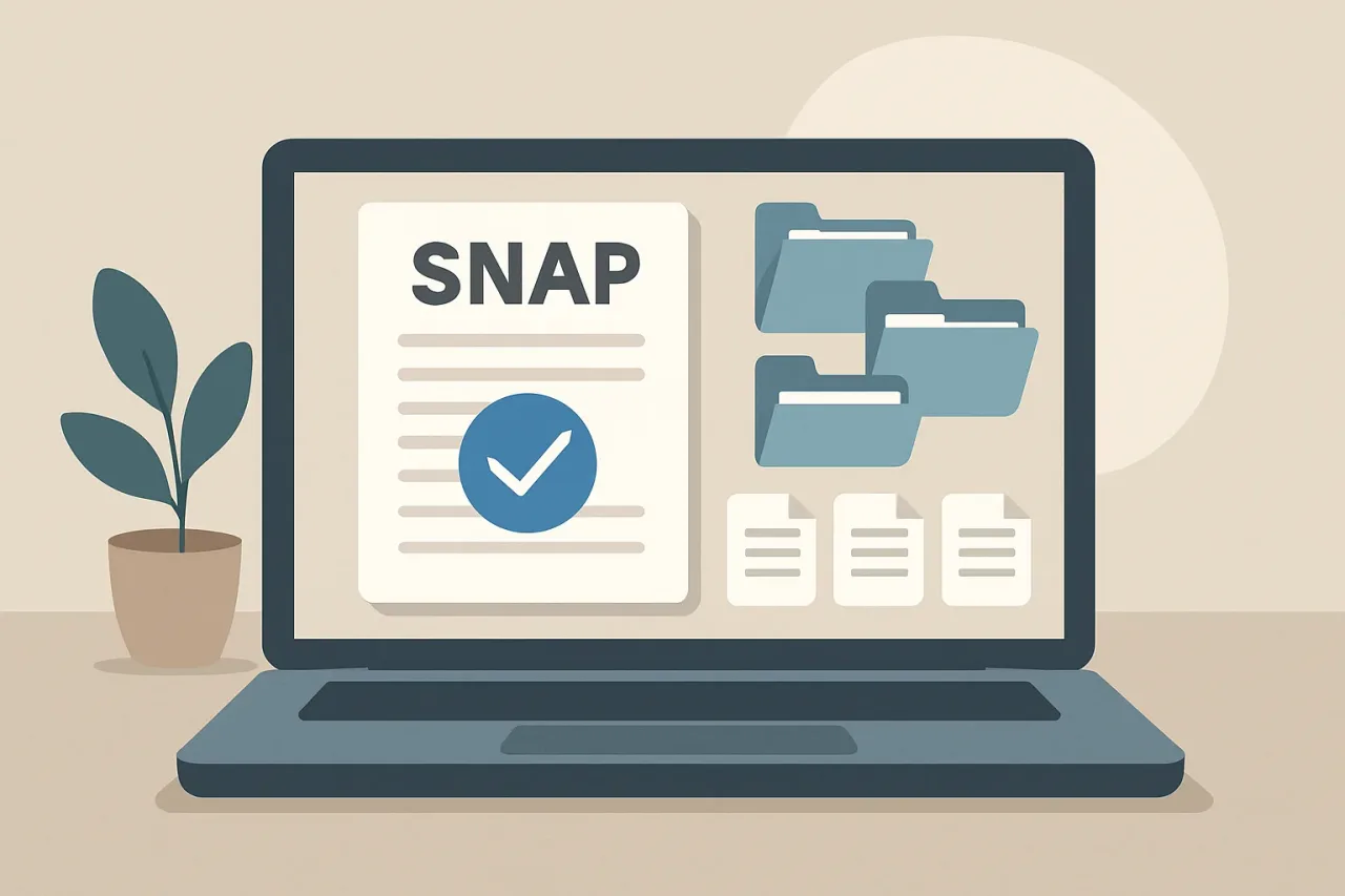 Digital folders labeled for SNAP application documents