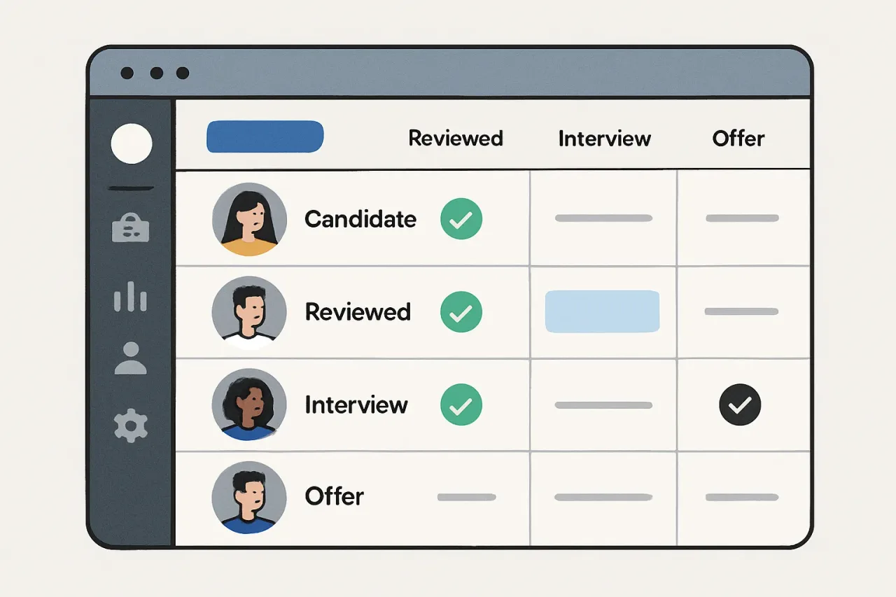 Dashboard of application tracking software