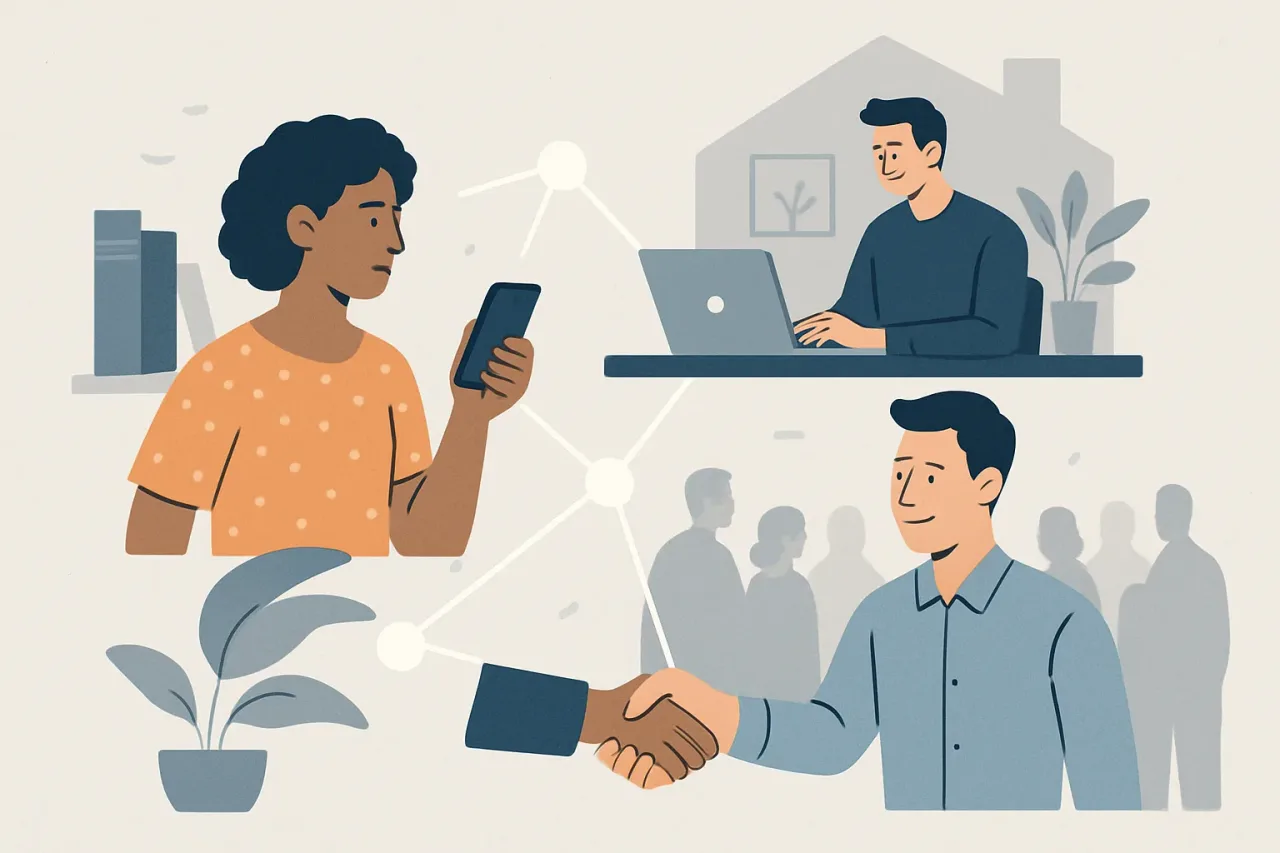 Professional online networking illustration