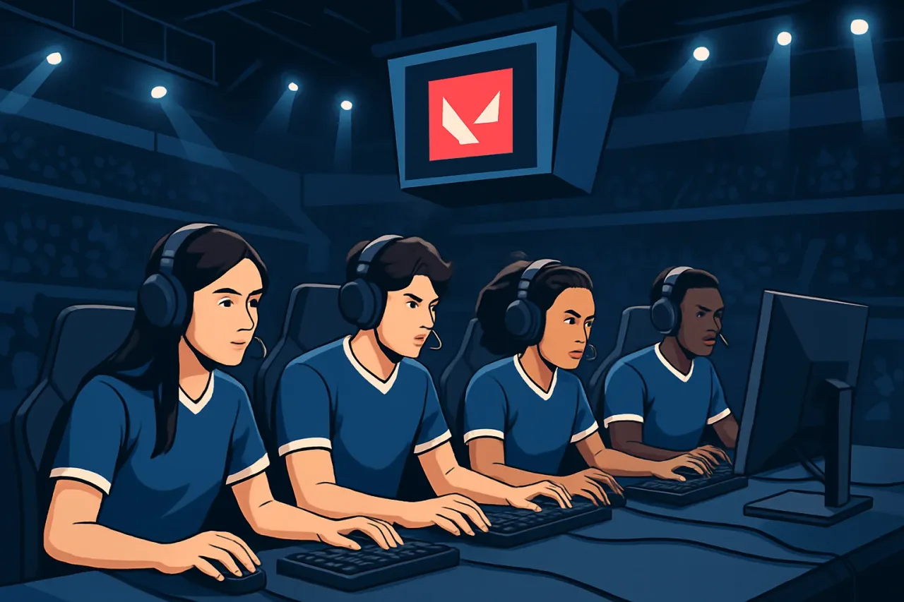 College students playing Valorant in an esports competition