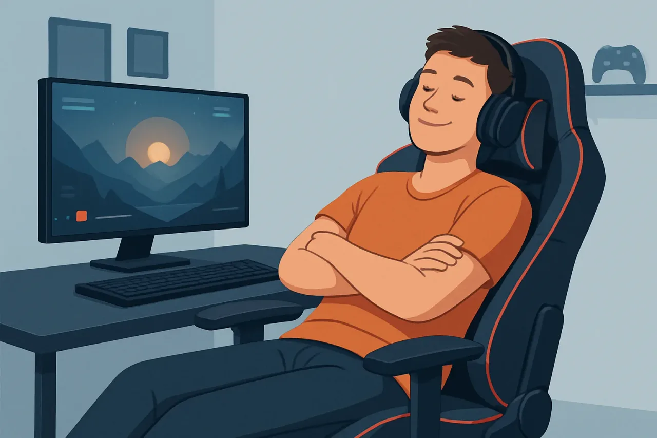 Person adjusting a gaming desk chair for maximum ergonomic comfort
