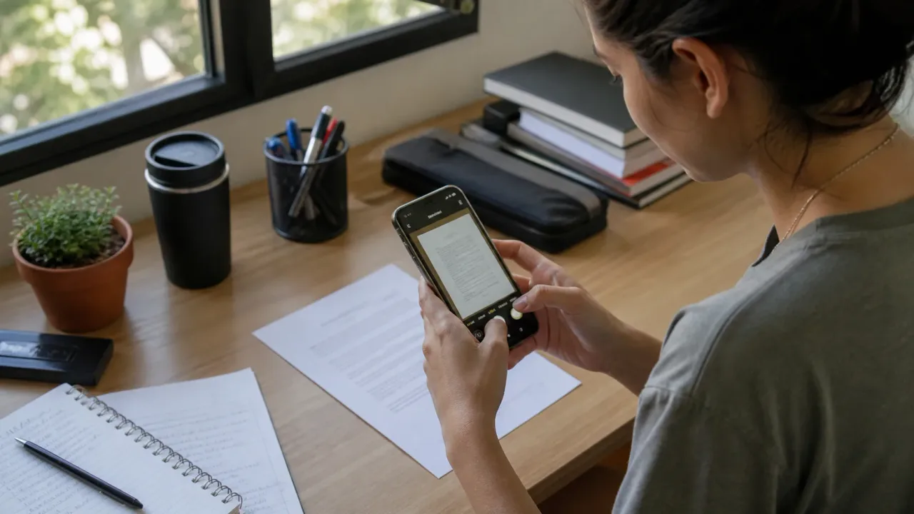 Apps de digitalização: como guardar recibos e papéis com organização — imagem editorial humanizada
