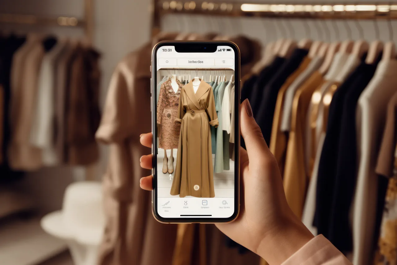 smartphone display features fashion piece with aicurated style recommendations digital shopping
