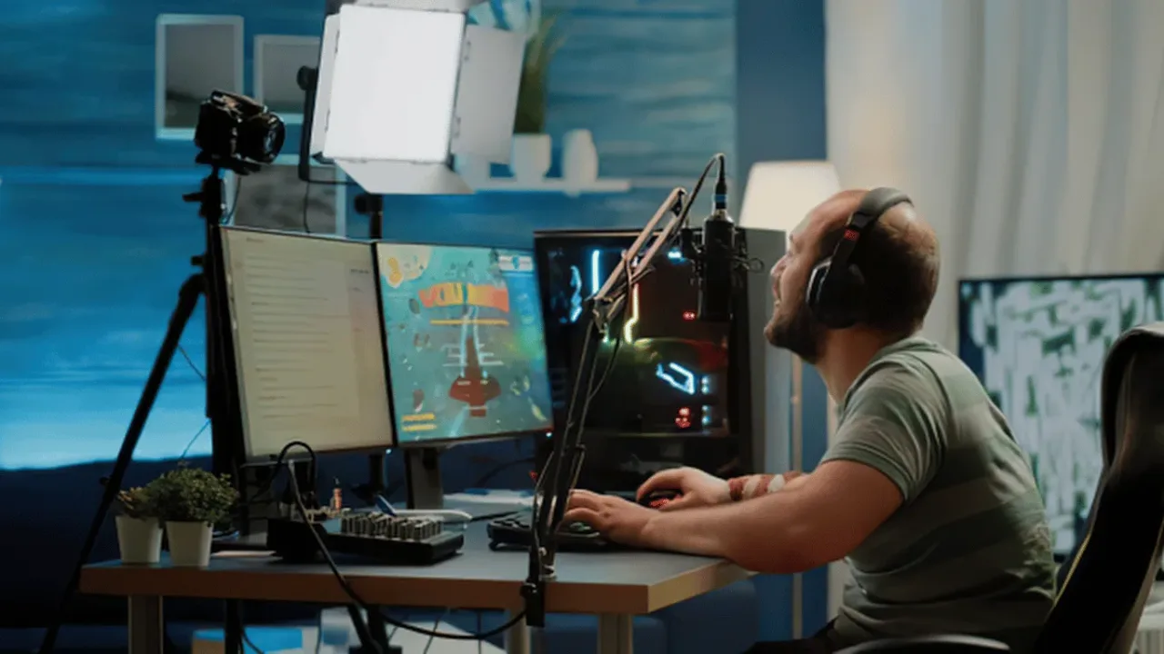 A gamer sits comfortably at their desk, using an efficient setup that aligns with the principles in our Ergonomic Setup Guide for Long Gaming Sessions.