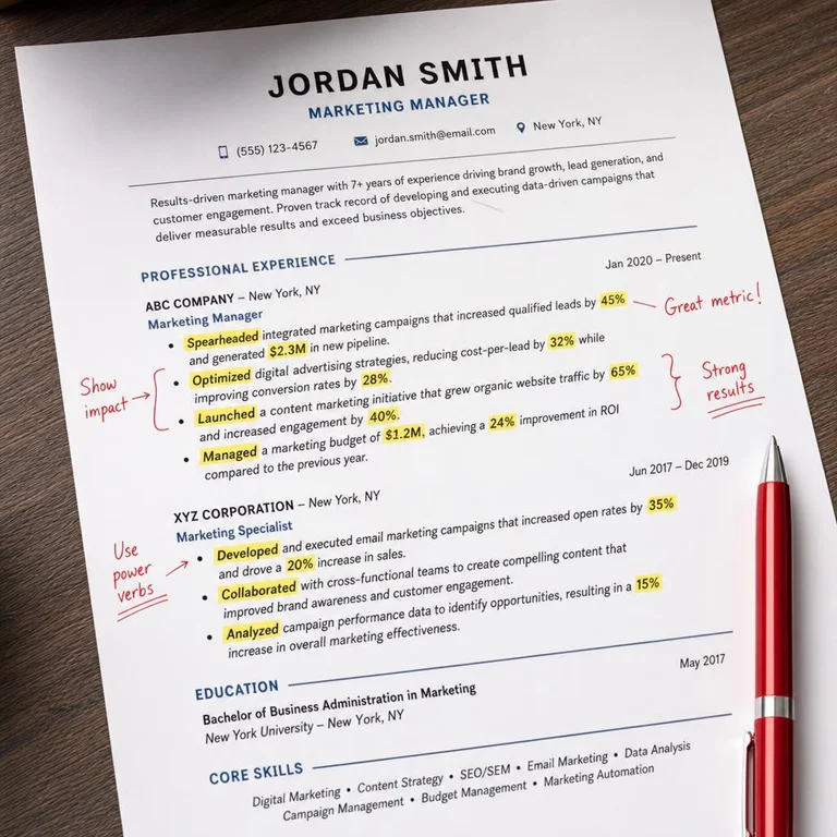 Resume Action Verbs and Quantified Achievements That Impress Recruiters