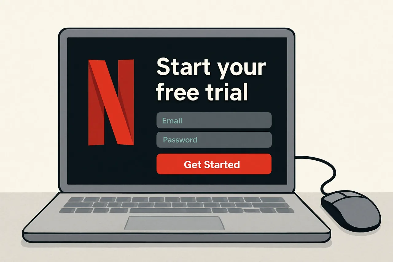 Screenshot of Netflix free trial offer page