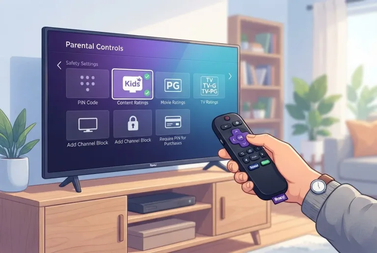 Roku streaming player remote and settings menu