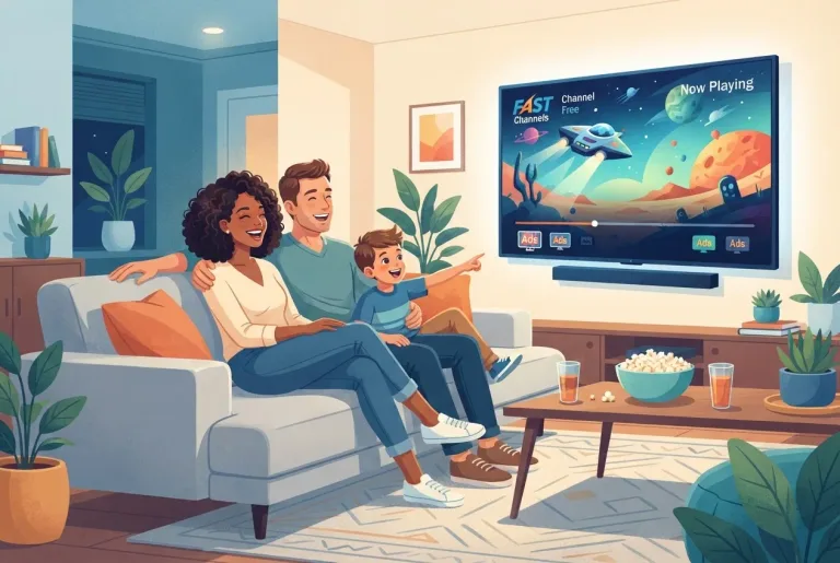 Smart television displaying streaming options in a modern living room
