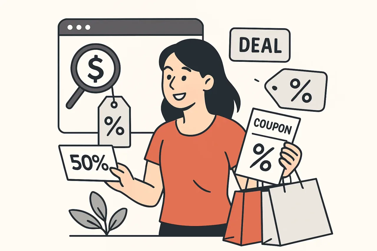 A person browsing shopping deals on their smartphone.