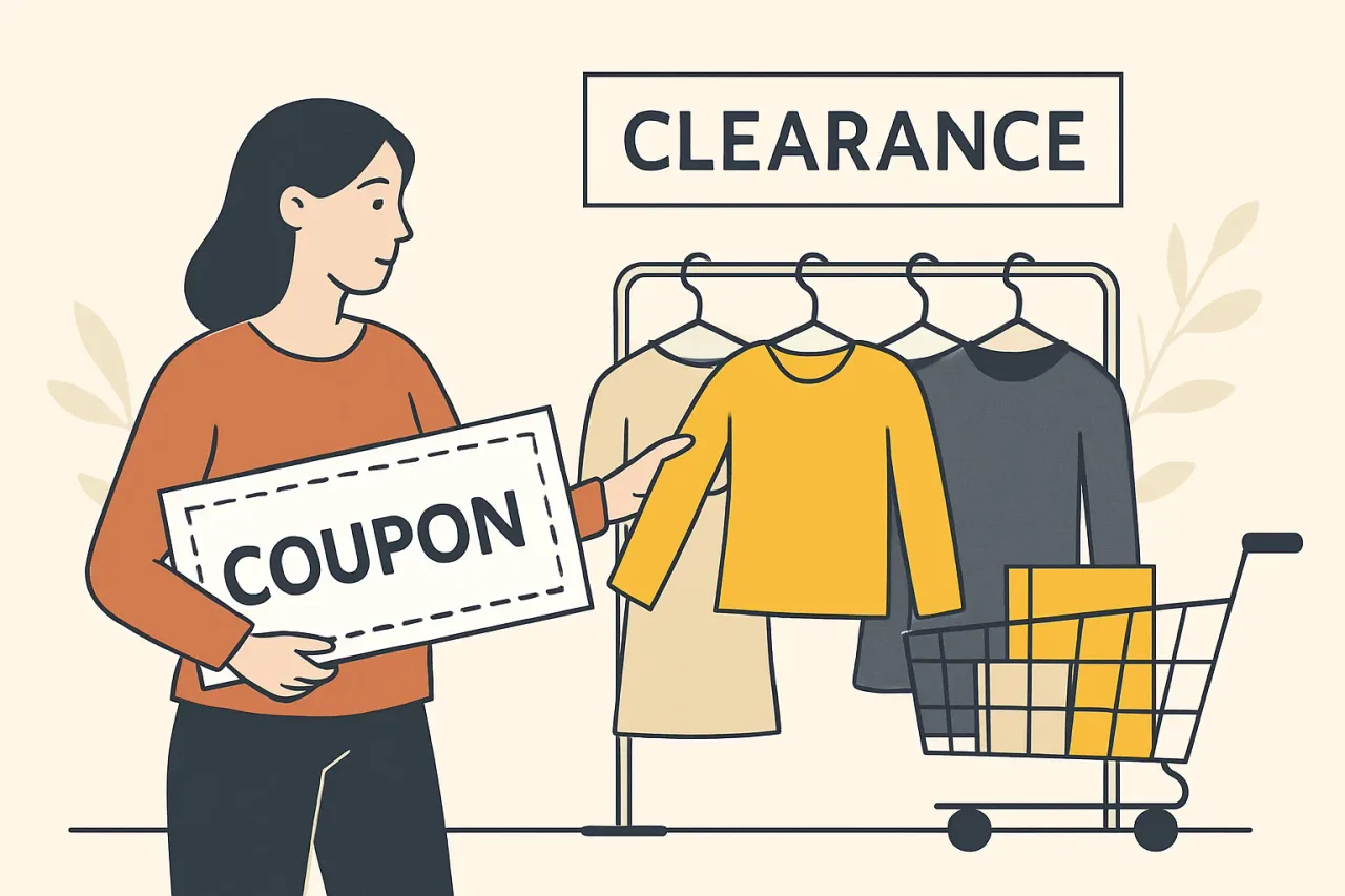 Off-season clearance shopping with stacked coupons
