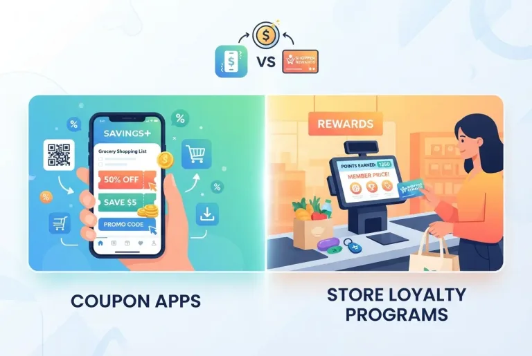 Featured image for: Saving Money with Coupon Apps vs Store Loyalty Programs