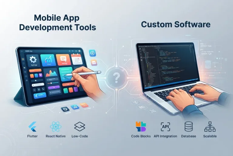 Featured image for: Choosing Between Mobile App Development Tools and Custom Software